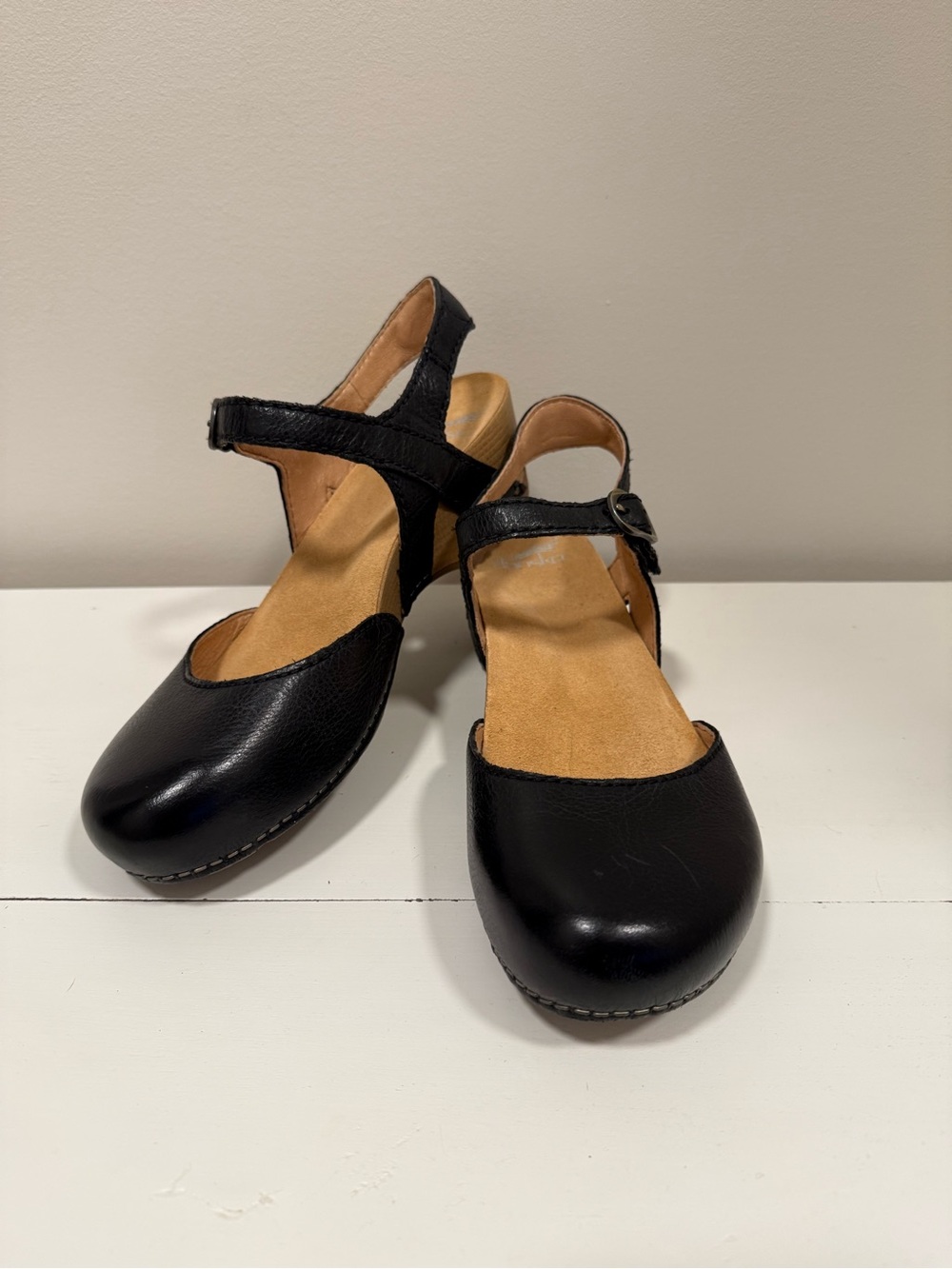 Dansko Black Leather Mary Jane Sandals